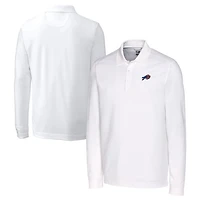 Men's Cutter & Buck White Buffalo Bills Big & Tall Advantage Tri-Blend Pique Long Sleeve Polo