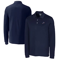 Men's Cutter & Buck Navy Detroit Lions Big & Tall Advantage Tri-Blend Pique Long Sleeve Polo