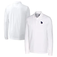 Men's Cutter & Buck White Minnesota Vikings Big & Tall Advantage Tri-Blend Pique Long Sleeve Polo