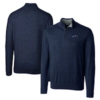 Men's Cutter & Buck Navy Seattle Seahawks Big & Tall Lakemont Quarter-Zip Pullover Sweater