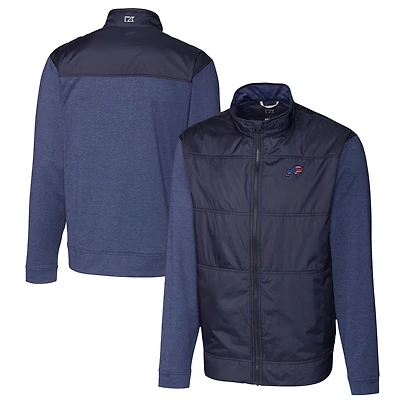 Men's Cutter & Buck Navy Buffalo Bills Big & Tall Stealth Hybrid Quilted Full-Zip Windbreaker Jacket
