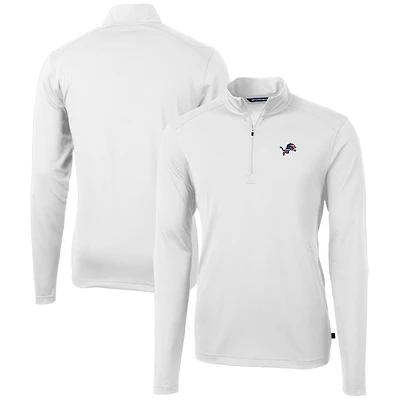 Men's Cutter & Buck White Detroit Lions Big & Tall Virtue Eco Pique Recycled Quarter-Zip Jacket