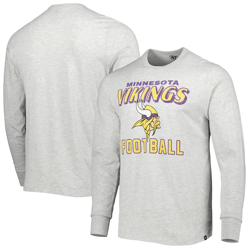 Men's '47 Heathered Gray Minnesota Vikings Dozer Franklin Long Sleeve T-Shirt
