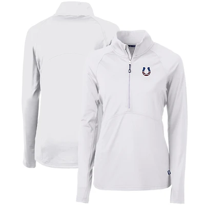 Women's Cutter & Buck White Indianapolis Colts Adapt Eco Knit Stretch Recycled Half-Zip Pullover Top