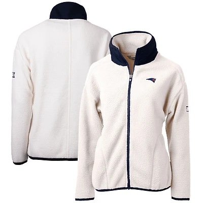 Women's Cutter & Buck Cream New England Patriots Cascade Eco Sherpa Fleece Full-Zip Jacket