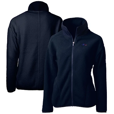 Women's Cutter & Buck Navy Baltimore Ravens Cascade Eco Sherpa Fleece Full-Zip Jacket