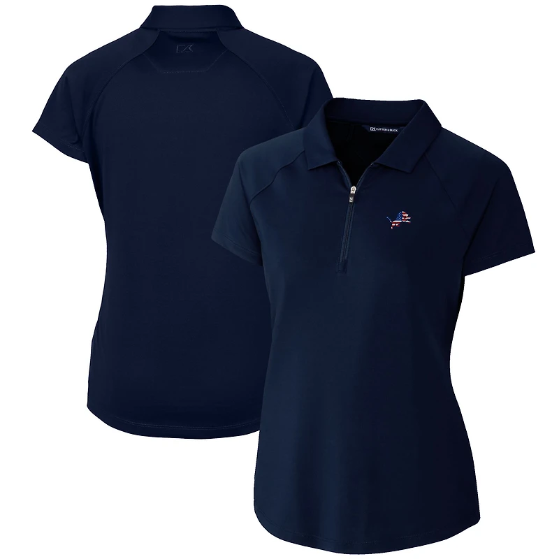 Women's Cutter & Buck Navy Detroit Lions Forge Stretch Polo