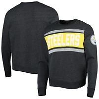 Men's '47 Heathered Black Pittsburgh Steelers Bypass Tribeca Pullover Sweatshirt