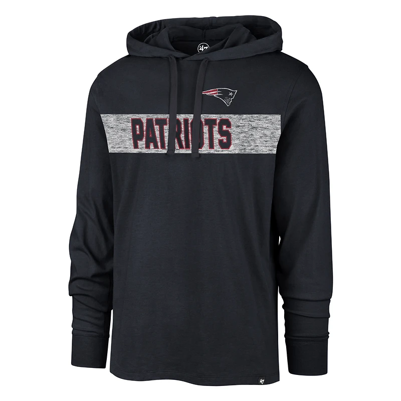 Men's '47 Navy New England Patriots Field Franklin Hooded Long Sleeve T-Shirt
