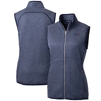 Women's Cutter & Buck Heathered Navy San Francisco 49ers Mainsail Basic Sweater Knit Fleece Full-Zip Vest