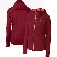 Women's Cutter & Buck Heathered Red Detroit Lions Mainsail Full-Zip Jacket