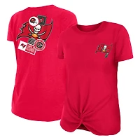 Women's New Era Red Tampa Bay Buccaneers Athletic Slub Front Knot T-Shirt