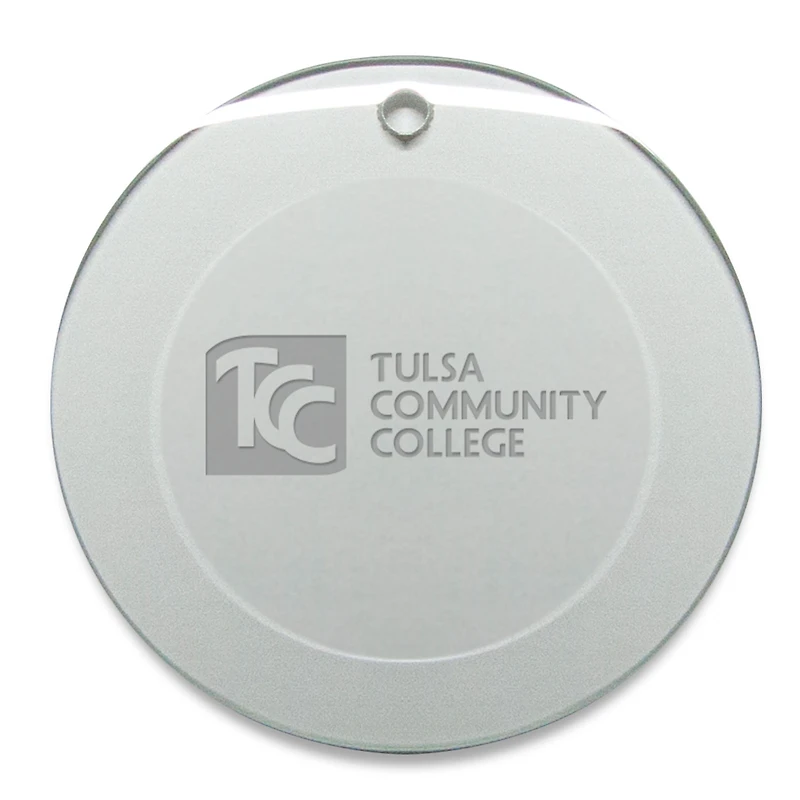 Tulsa Community College 3'' Round Glass Ornament