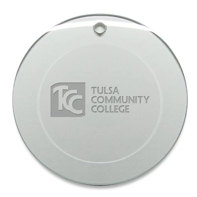 Tulsa Community College 3'' Round Glass Ornament