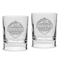 CU Denver Lynx 11.75oz. Square Double Old Fashioned Glass Set
