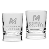 Mid Michigan College 11.75oz. Square Double Old Fashioned Glass Set