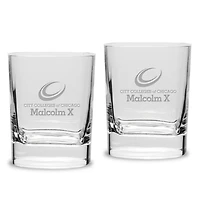 Malcolm X College Hawks 11.75oz. Square Double Old Fashioned Glass Set