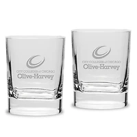 Olive-Harvey College Purple Panthers 11.75oz. Square Double Old Fashioned Glass Set