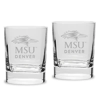 MSU Denver Roadrunners 11.75oz. Square Double Old Fashioned Glass Set
