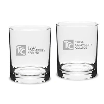 Tulsa Community College 14oz. 2-Piece Classic Double Old-Fashioned Glass Set