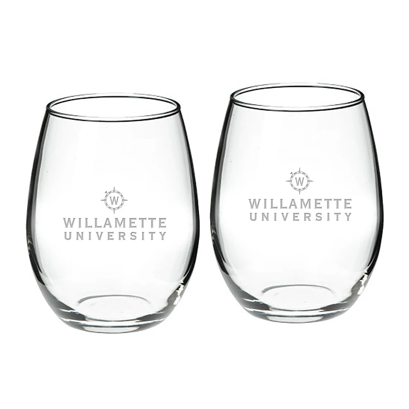 Willamette Bearcats 21oz. 2-Piece Stemless Wine Glass Set