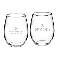 Willamette Bearcats 21oz. 2-Piece Stemless Wine Glass Set