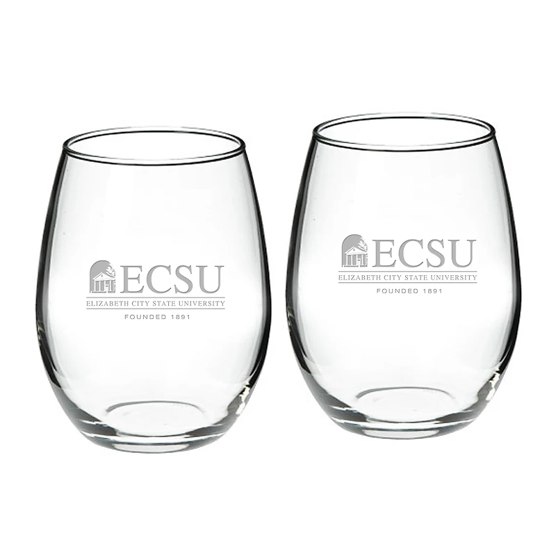 ECSU Vikings 21oz. 2-Piece Stemless Wine Glass Set
