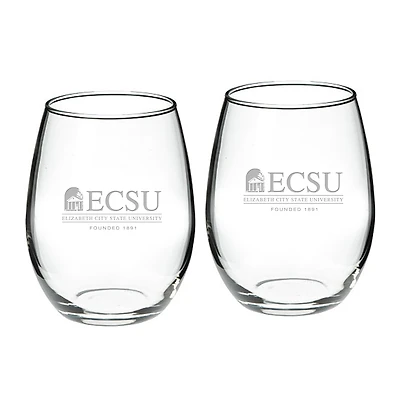 ECSU Vikings 21oz. 2-Piece Stemless Wine Glass Set