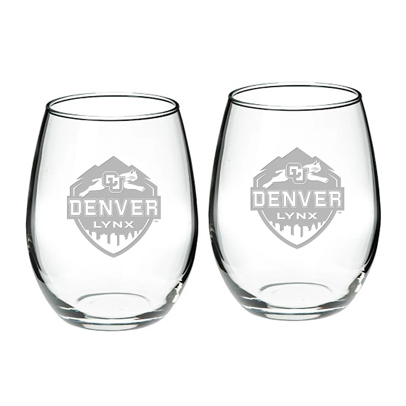 CU Denver Lynx 21oz. 2-Piece Stemless Wine Glass Set