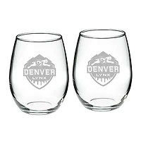 CU Denver Lynx 21oz. 2-Piece Stemless Wine Glass Set