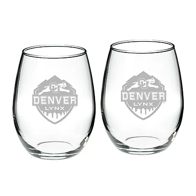 CU Denver Lynx 21oz. 2-Piece Stemless Wine Glass Set