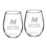 Mid Michigan College 21oz. 2-Piece Stemless Wine Glass Set