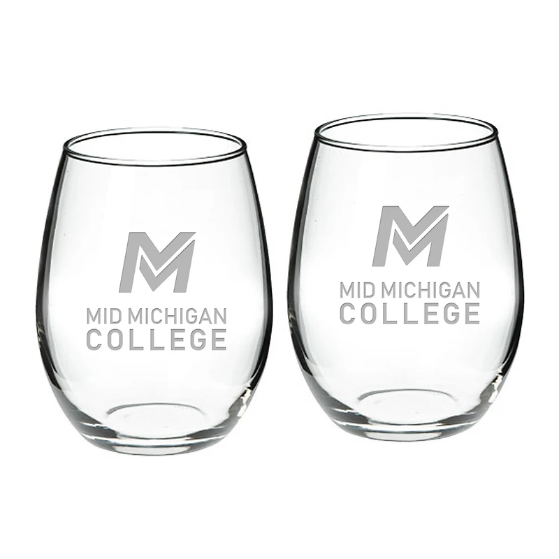Mid Michigan College 21oz. 2-Piece Stemless Wine Glass Set