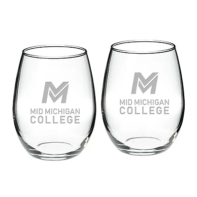 Mid Michigan College 21oz. 2-Piece Stemless Wine Glass Set