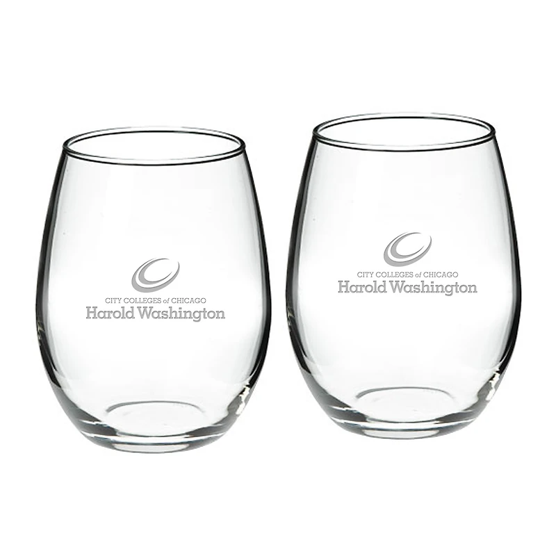 Harold Washington College Phoenix 21oz. 2-Piece Stemless Wine Glass Set