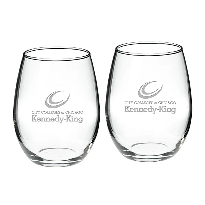 Kennedy-King College Statesmen 21oz. 2-Piece Stemless Wine Glass Set