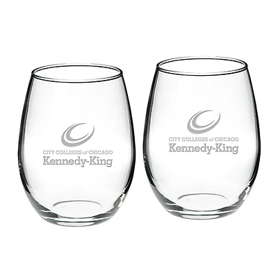 Kennedy-King College Statesmen 21oz. 2-Piece Stemless Wine Glass Set