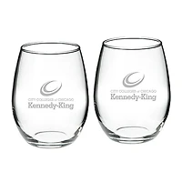 Kennedy-King College Statesmen 21oz. 2-Piece Stemless Wine Glass Set