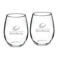 Olive-Harvey College Purple Panthers 21oz. 2-Piece Stemless Wine Glass Set