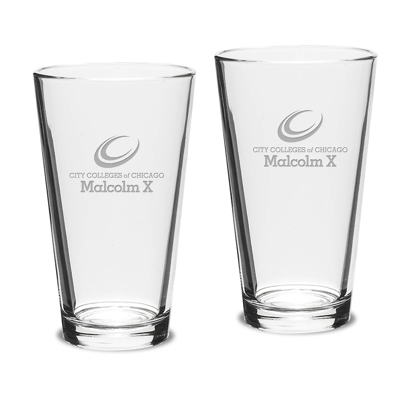 Malcolm X College Hawks 16oz. 2-Piece Classic Pub Glass Set
