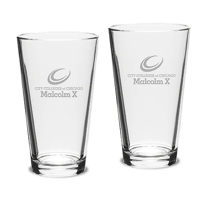 Malcolm X College Hawks 16oz. 2-Piece Classic Pub Glass Set