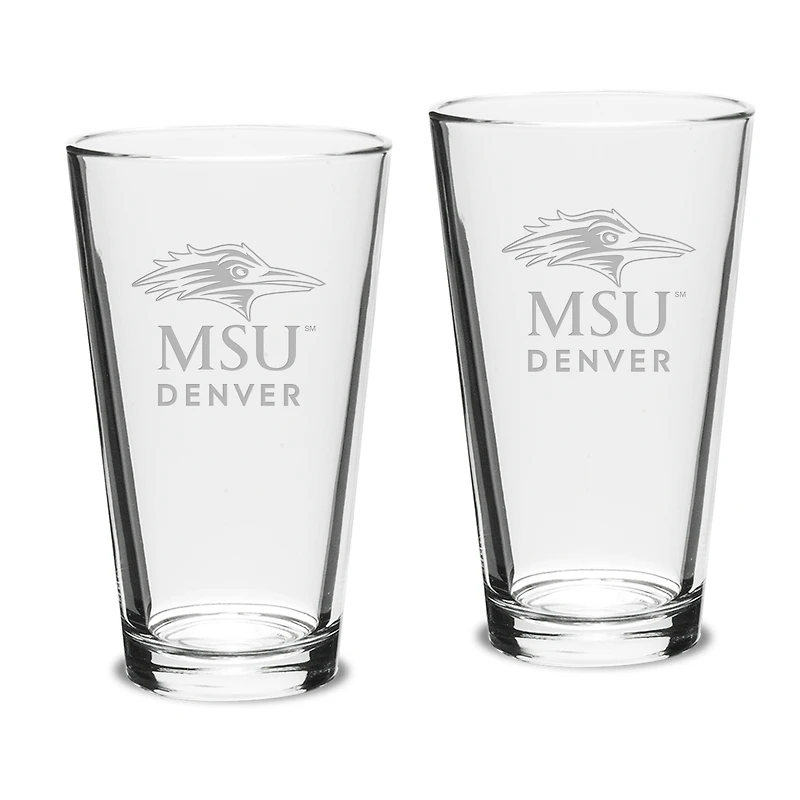 MSU Denver Roadrunners 16oz. 2-Piece Classic Pub Glass Set