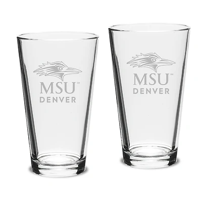MSU Denver Roadrunners 16oz. 2-Piece Classic Pub Glass Set