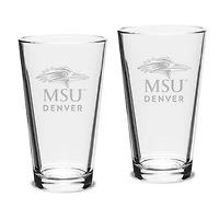 MSU Denver Roadrunners 16oz. 2-Piece Classic Pub Glass Set
