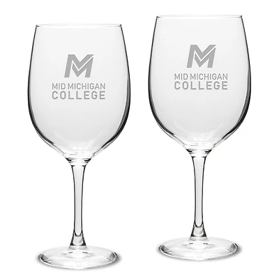 Mid Michigan College 19oz. 2-Piece Traditional Robusto Red Wine Table Glass Set