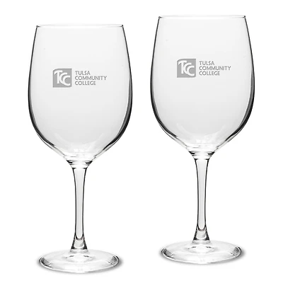 Tulsa Community College 19oz. 2-Piece Traditional Robusto Red Wine Table Glass Set