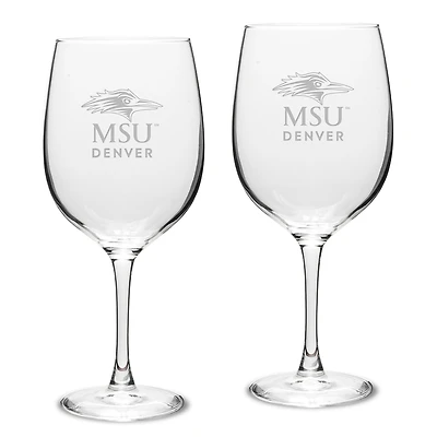 MSU Denver Roadrunners 19oz. 2-Piece Traditional Robusto Red Wine Table Glass Set