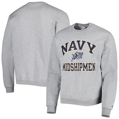 Men's Champion Heather Gray Navy Midshipmen High Motor Pullover Sweatshirt