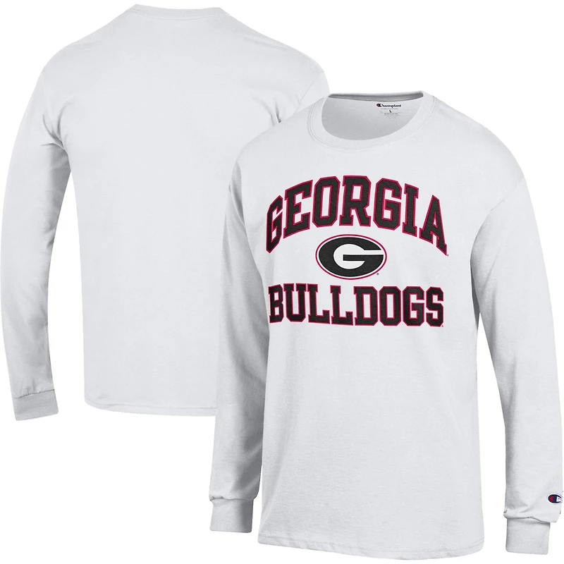Men's Champion White Georgia Bulldogs High Motor Long Sleeve T-Shirt
