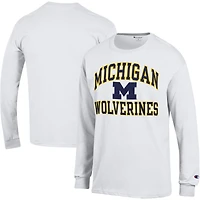 Men's Champion White Michigan Wolverines High Motor Long Sleeve T-Shirt